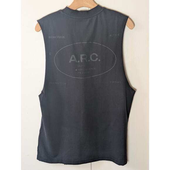 A.R.C Vintage Wash Comfort Cut Off Black Muscle T-Shirt - Picture 2 of 12